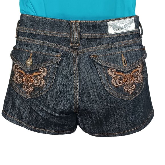 NWT Be-Girl Women Junior's Shorts Jeans Black Color Classic Style Embroidered - Picture 5 of 13